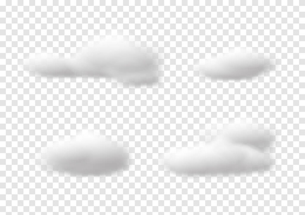 Vecteurs réalistes de nuages blancs isolés sur fond transparent, laine de coton ep54 - Vecteur, image