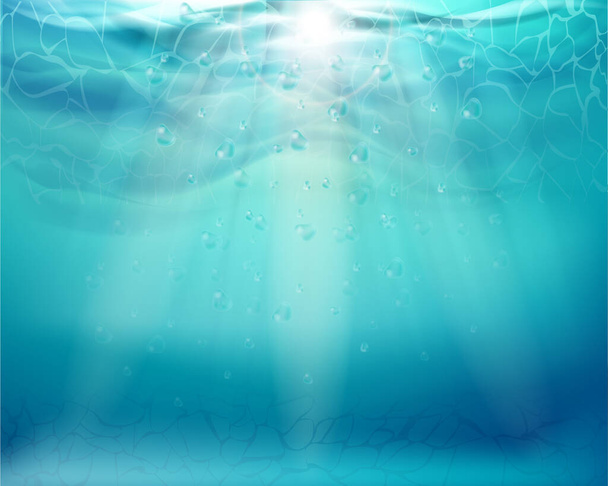 Fondo submarino realista, aguas profundas del océano - Vector, imagen