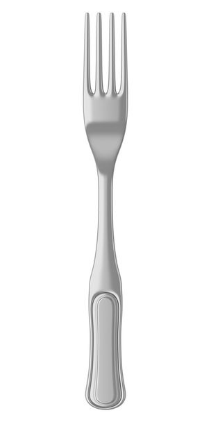 Tenedor de plata aislado sobre fondo blanco - Foto, Imagen