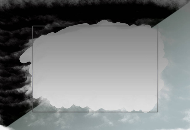 Κενό ορθογώνιο γκρι πλαίσιο με μαύρο & γκρι θολό φόντο πρότυπο-για Banner, Αφίσα, Card & Photo Frame - Φωτογραφία, εικόνα