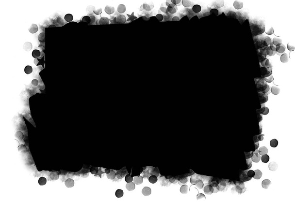 Прямоугольная черная маска с кругом и звездой Bokeh рамка Фоновый шаблон - для баннера, плаката, карточки и фото рамка - Фото, изображение
