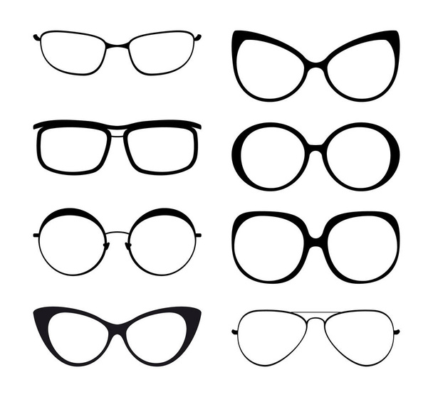 Set of Eyeglasses Silhouette - Vetor, Imagem