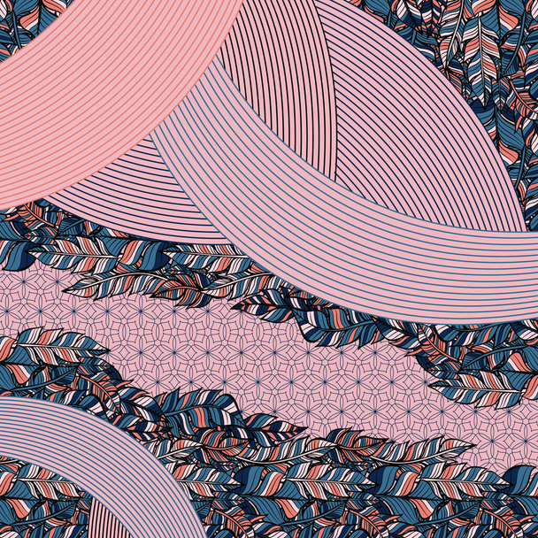 Diseño de bufanda de seda cuadrada impresa con plumas - Vector, imagen