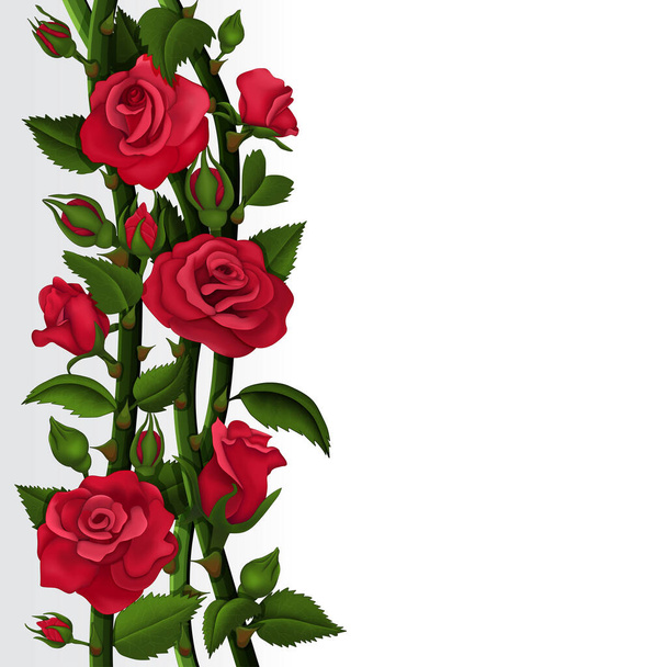Card with red roses - Vector, Image