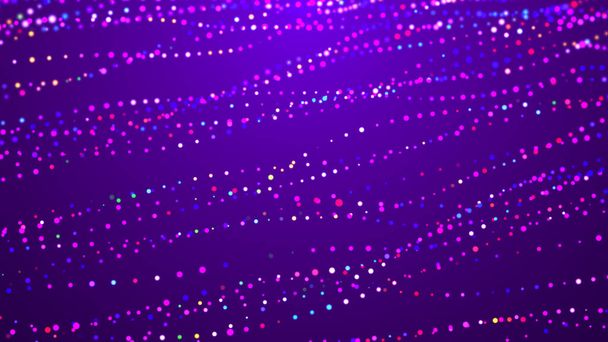 Žhnoucí částice. Abstraktní futuristické pozadí z mnoha zářivých teček. Částice prachu. 3D vykreslování - Fotografie, Obrázek