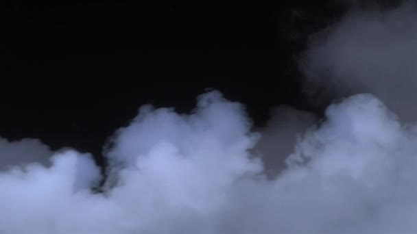 Spooky magic Halloween. Atmospheric smoke VFX element. Haze background. Abstract smoke cloud. Smoke in slow motion on black background. White smoke slowly floating through space against black bg - Footage, Video