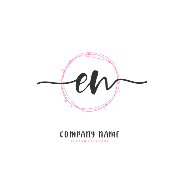 E N EN Initiale Handschrift und Logodesign mit Kreis. Schöne Design handgeschriebenen Logo für Mode, Team, Hochzeit, Luxus-Logo. - Vektor, Bild
