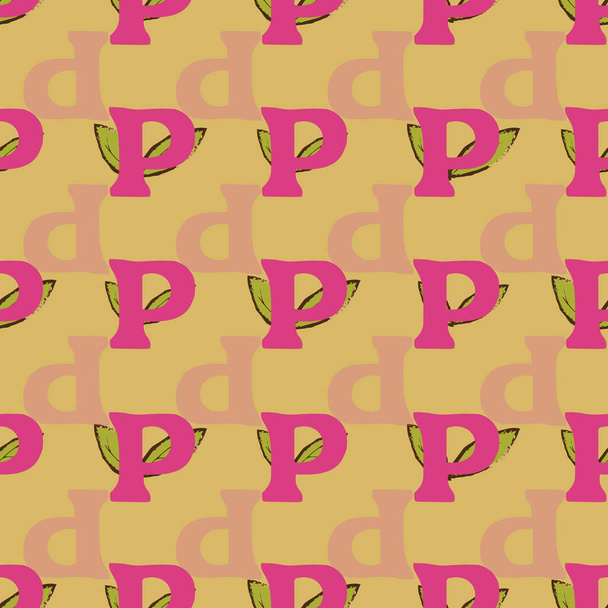 P from the alfabet repeat pattern print background - Vector, Image