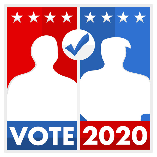 Amerykańskie głosowanie prezydenckie Sylwetka kandydatów na prezydenta 2020 Ilustracja wyborów Wektor plakatu. - Zdjęcie, obraz