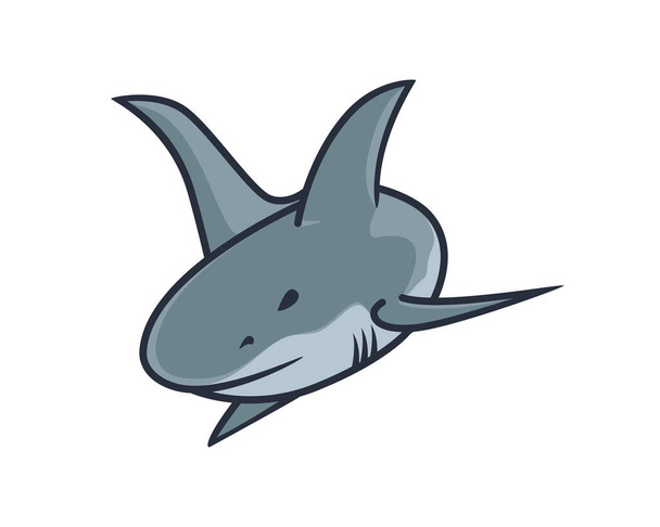 Dettagliato nuoto squalo con spaventoso viso illustrazione vettoriale - Vettoriali, immagini