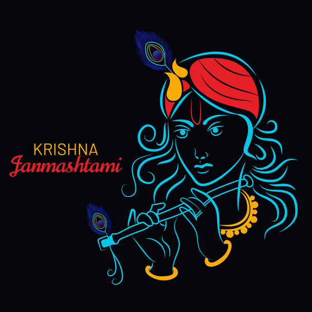 Illustrazione di Lord Krishna sul festival indù Janmashtami. È il compleanno di lord Krishna. Vettore, Illustrazione - Vettoriali, immagini