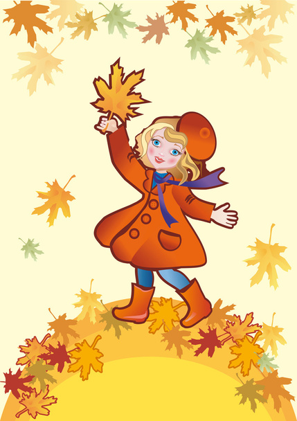秋の散歩 - ベクター画像