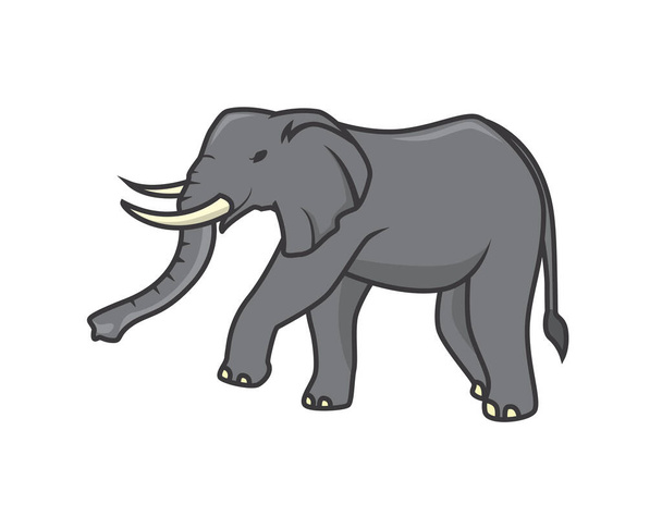Λεπτομερής Ελέφαντας με Standing Gesture Illustration Vector - Διάνυσμα, εικόνα