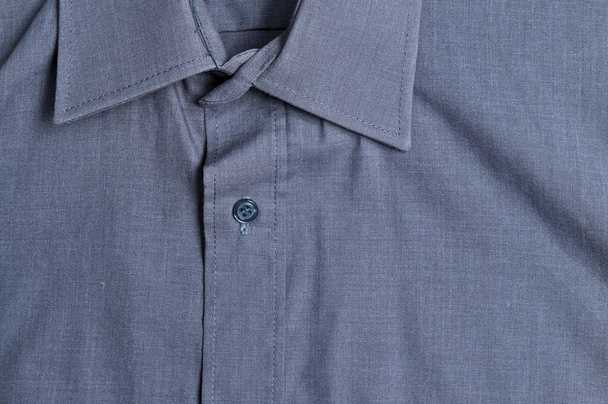 Gri klasik gömlek ön ayrıntısı. Moda, tekstil dokuları, kumaşlar ve eğilimler - Fotoğraf, Görsel