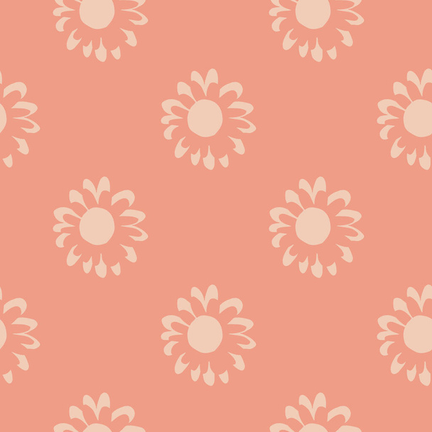Seamless pattern with doodle flowers on red background. Decorative floral backdrop for fabric design, textile print, wrapping, cover. Vector illustration. - Вектор, зображення