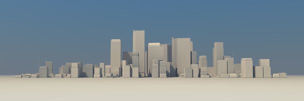 Amplio modelo de paisaje urbano 3D - Ligeramente nebuloso con sombra
 - Foto, Imagen