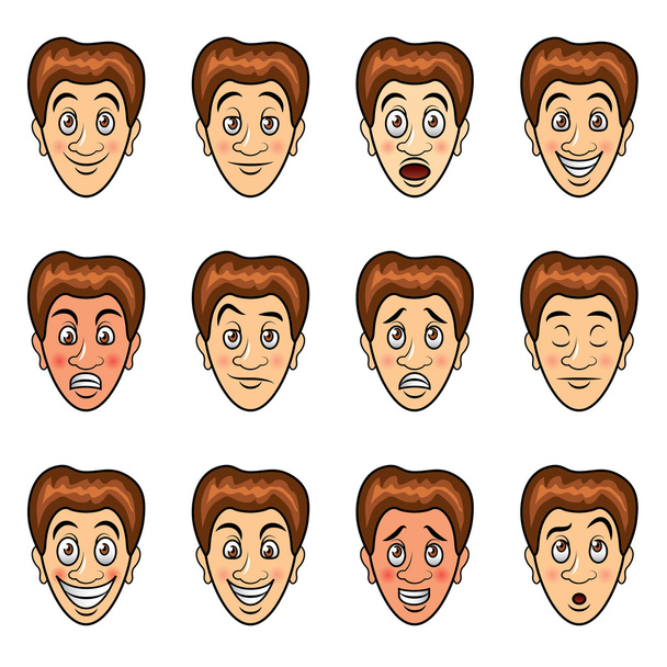 Man's emotions cartoon vector set - Vector, Image
