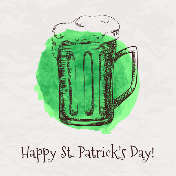 Vector hand drawn beer mug for St. Patrick's Day - Vektor, kép