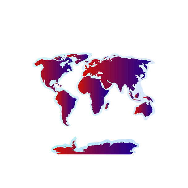 Mapa světa ve skandinávském stylu. Červené pozadí. mezera - Fotografie, Obrázek