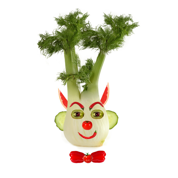 Healthy eating. Funny face made of vegetables and fruits - Photo, Image