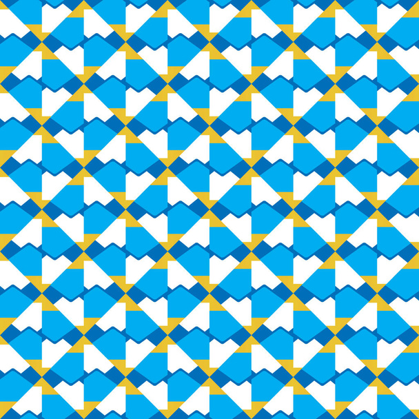 Vektorové bezešvé vzor textury pozadí s geometrickými tvary, barevné v modré, žluté a bílé barvy. - Vektor, obrázek