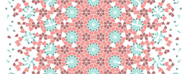 Геометрична арабеска текстура напівтону з розпадом кольорової плитки. Живий кораловий колір арабески вектор безшовний візерунок
 - Вектор, зображення