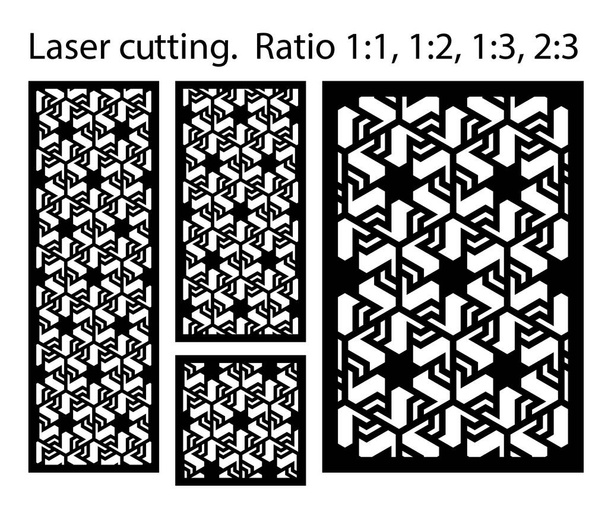 Schema laser. Set di pannelli vettoriali decorativi per il taglio laser. Modello per partizione interna in stile arabesco. Modelli laser vettoriali - Vettoriali, immagini