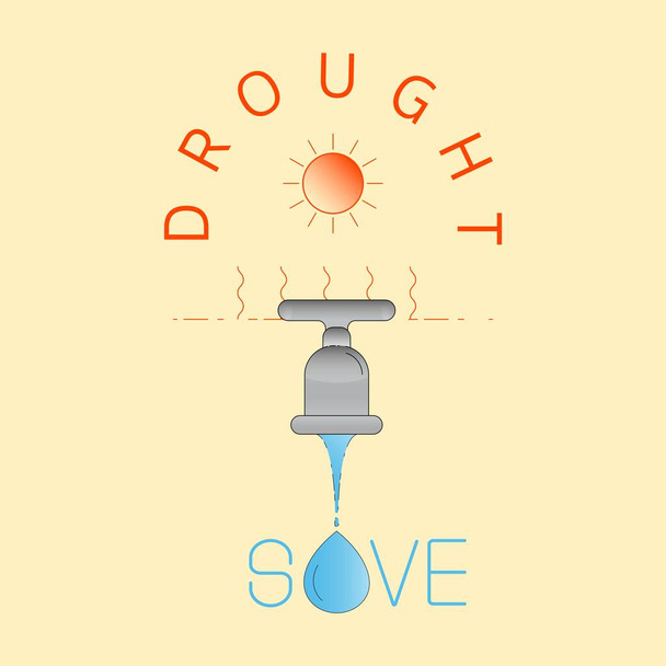 Drought leading to water shortage. Save water in dry season. Vector illustration outline flat design style. - Vector, Image