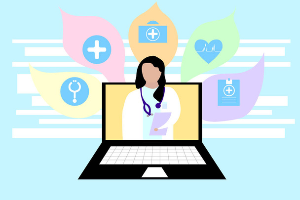 EPS 10 vector. A doctor giving consultation through the Internet. Online medicine concept. - Vector, Image