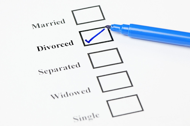Lista de verificação do estado civil. Divorciado
 - Foto, Imagem
