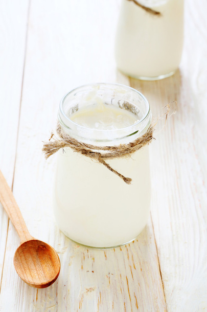 yogurt in a glass jar - Foto, Imagen