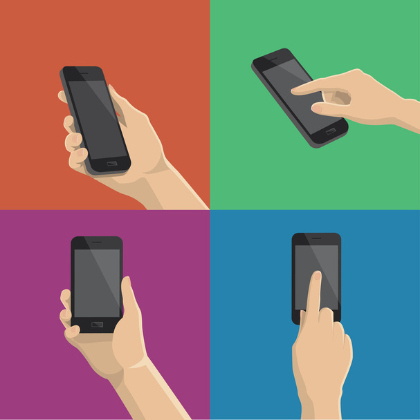Hand and smartphone - Vector, Image