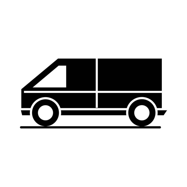 car van model transport vehicle silhouette style icon design - Vector, Image