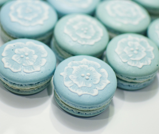 Handmade icing embroidery French macarons - Photo, Image