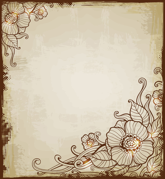 Vintage background with flowers - Vector, imagen