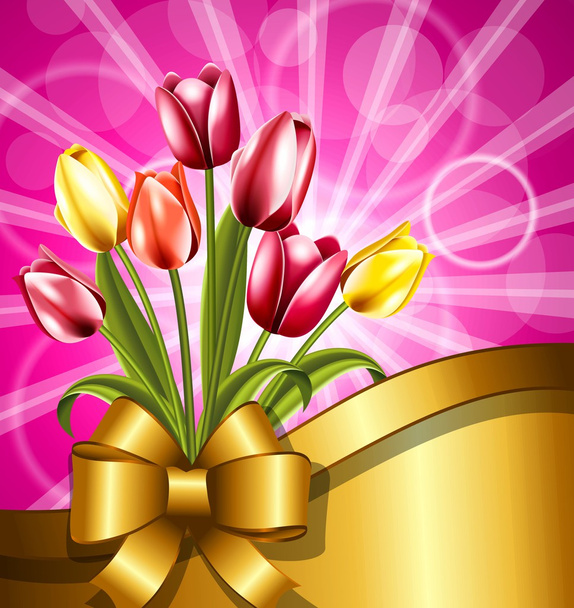 Card with tulips on March 8 - Vector, Imagen