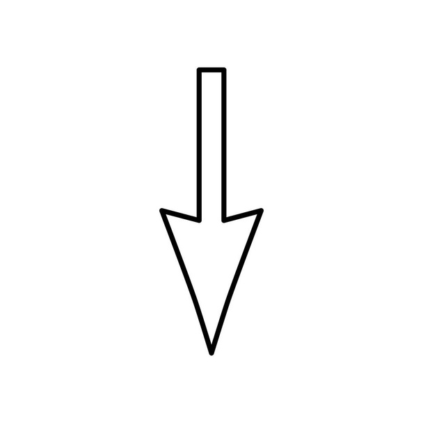 lefelé nyíl ikon, vonal stílus - Vektor, kép