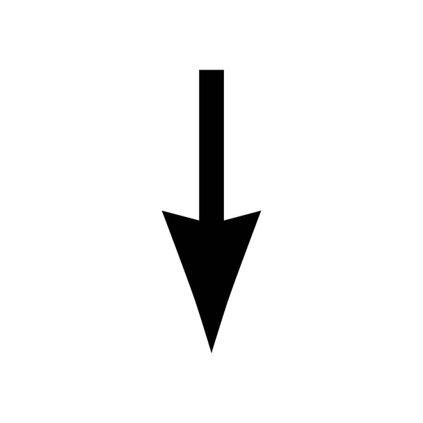 иконка стрелки вниз, стиль силуэта - Вектор,изображение