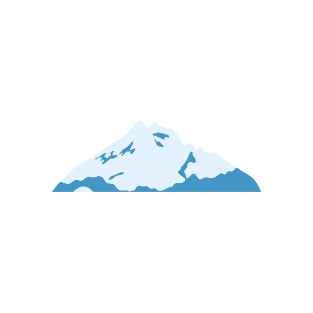 icono de la montaña de nieve de dibujos animados, estilo plano - Vector, imagen