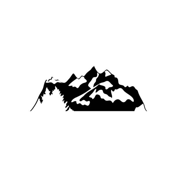 κρύο βουνά και πεύκα εικόνα, στυλ σιλουέτα - Διάνυσμα, εικόνα