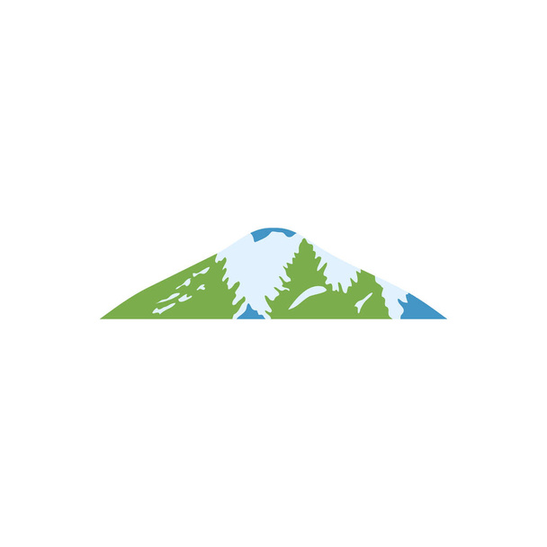 pinos y el icono de la montaña, de estilo plano - Vector, imagen