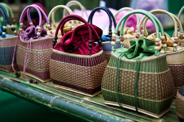 Colorful bamboo wicker bag - Photo, Image