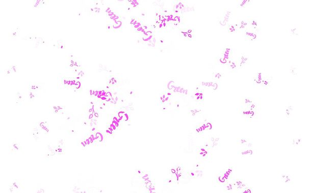 Світловий рожевий векторний каракулі з листям, гілками. Декоративний дизайн в індійському стилі на білому тлі. Пофарбований вручну дизайн для Інтернету, обгортання. - Вектор, зображення
