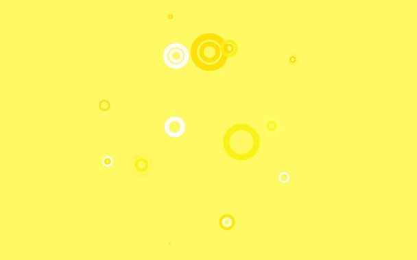 Dairesel açık sarı vektör şablonu. Bulanık yağmur damlaları olan soyut bir çizim. Güzel web siteleri için desen. - Vektör, Görsel