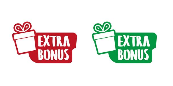 Extra Bonus Vector Illustration Red Extra Bonus Label. Élément moderne de bannière Web avec cadeau. - Vecteur, image