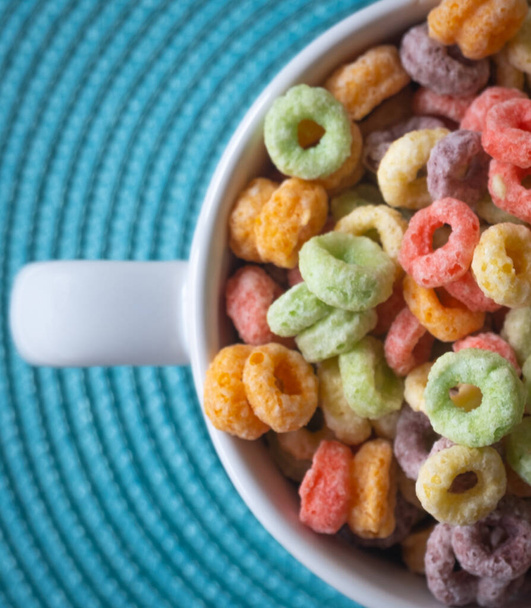 Close of colored breakfast cereal - Foto, Imagem