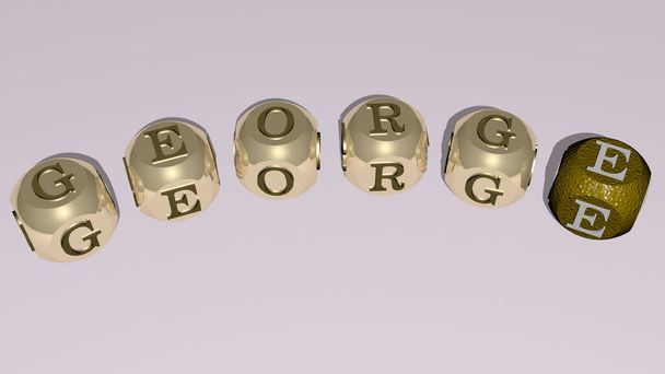 crucigramas de George dispuestos por letras cúbicas en un piso espejo, significado concepto y presentación. editorial y arquitectura - Foto, imagen