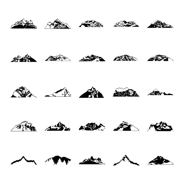 kuvake joukko vuoria, siluetti tyyli - Vektori, kuva