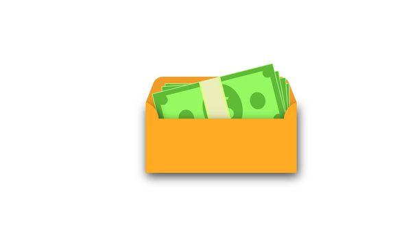 Конверт с деньгами. иллюстрация на белом фоне  - Фото, изображение