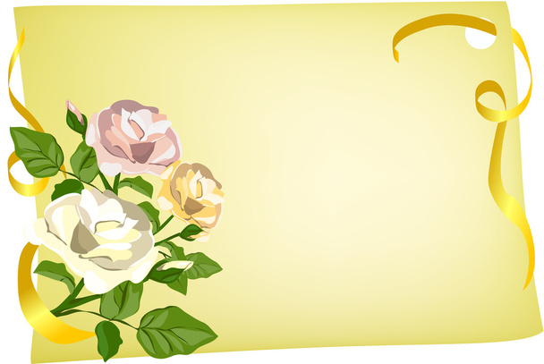 card with roses and ribbon - Vetor, Imagem